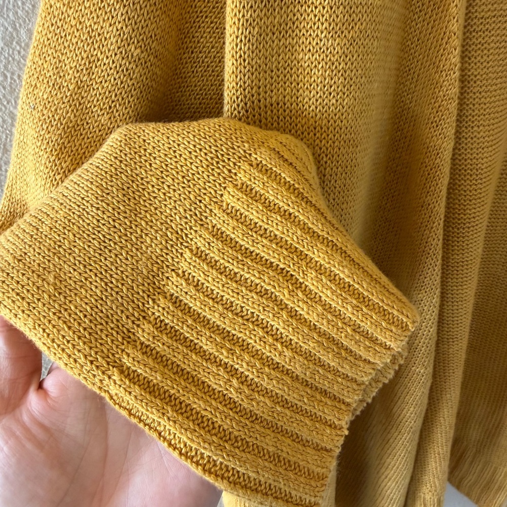 Eileen Fisher 100% Hemp Golden Yellow Knit Open Front Cardigan Size 1X - Picture 6 of 8